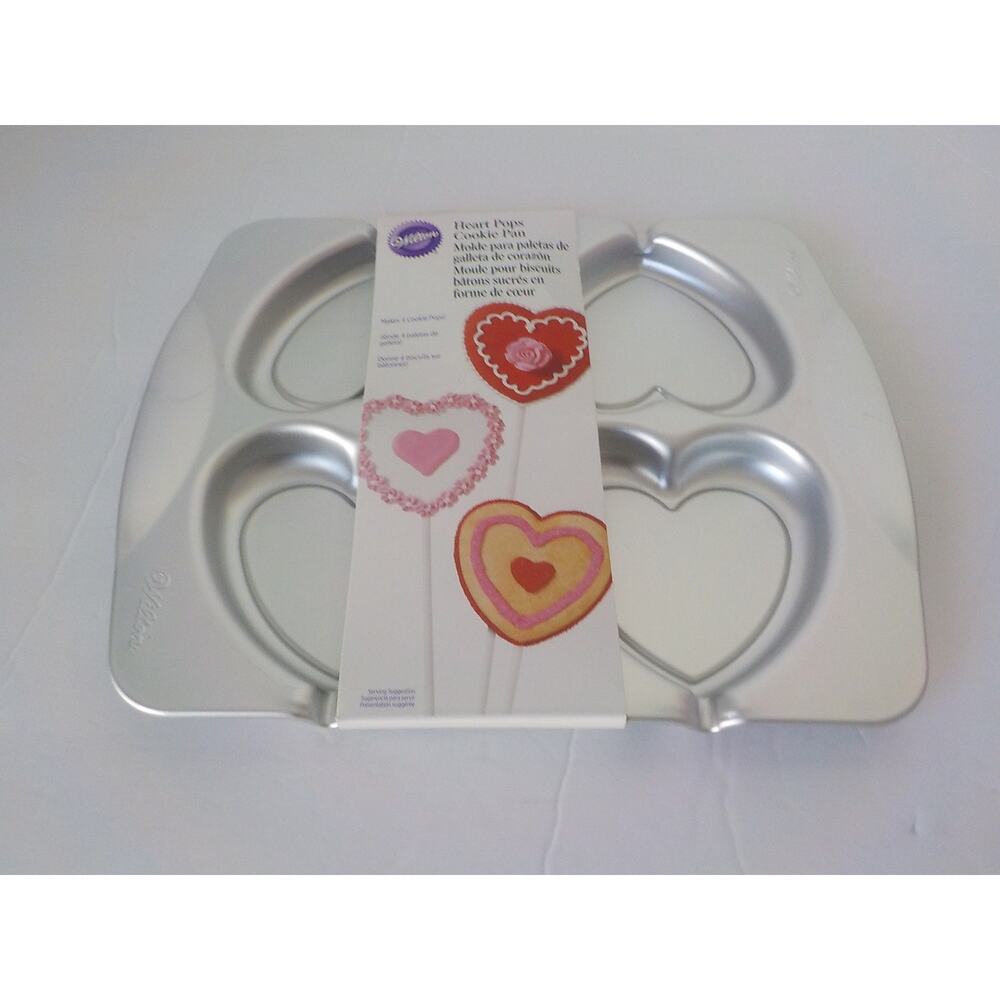 Wilton Heart Pops Cookie Pan Aluminum Bakeware 4 Heart Shape Pan Valentines love